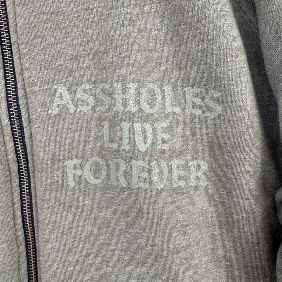 A$$holes Live Forever Full Zip Crewneck Sweatshirt Men's 3XL Green Black - Picture 3 of 8